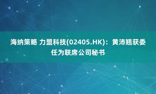 海纳策略 力盟科技(02405.HK)：黄沛翘获委任为联席公司秘书