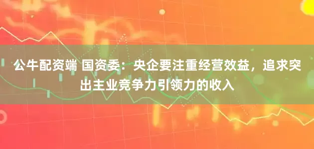 公牛配资端 国资委：央企要注重经营效益，追求突出主业竞争力引领力的收入
